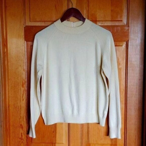 Hampshire Studio Vintage Soft Yellow Long Sleeve Zippered Sz L Sweater - Picture 1 of 9
